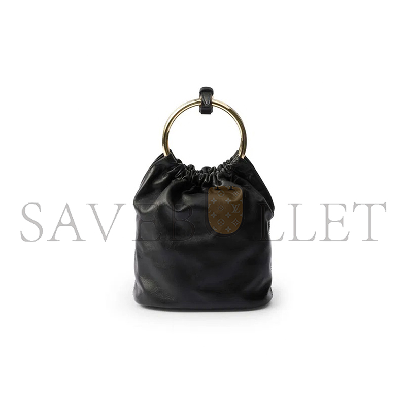 Pra*a BLACK LEATHER BUCKET BAG 1BC227 (19*15*8cm)